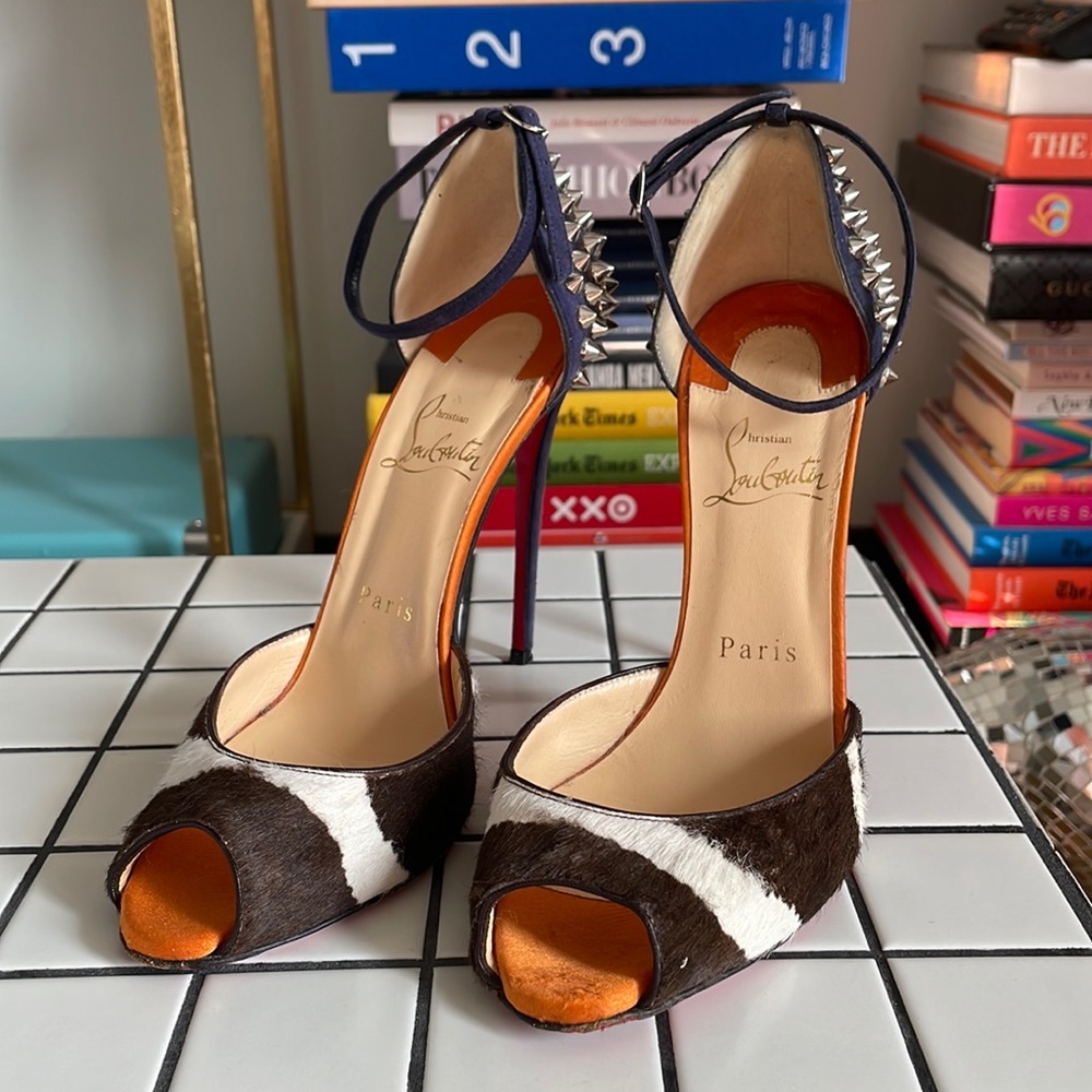 Real Christian louboutins Paris Italy original studded cowhide high heel pumps